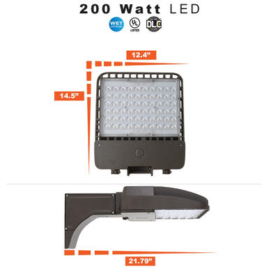 200 Watt LED Parking Lot Area Light - Pole Mount - 26000 Lumens - 5000K Daylight - 120-277V - Bronze Finish