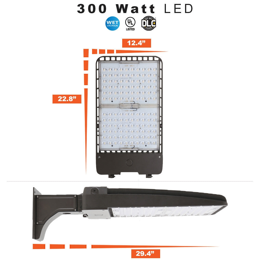 300 Watt LED Parking Lot Area Light - Wall Mount - 41000 Lumens - 5000K Daylight - 120-277V - Bronze Finish