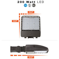 200 Watt LED Parking Lot Area Light - Slipfitter Mount - 26000 Lumens - 5000K Daylight - 120-277V - Bronze Finish