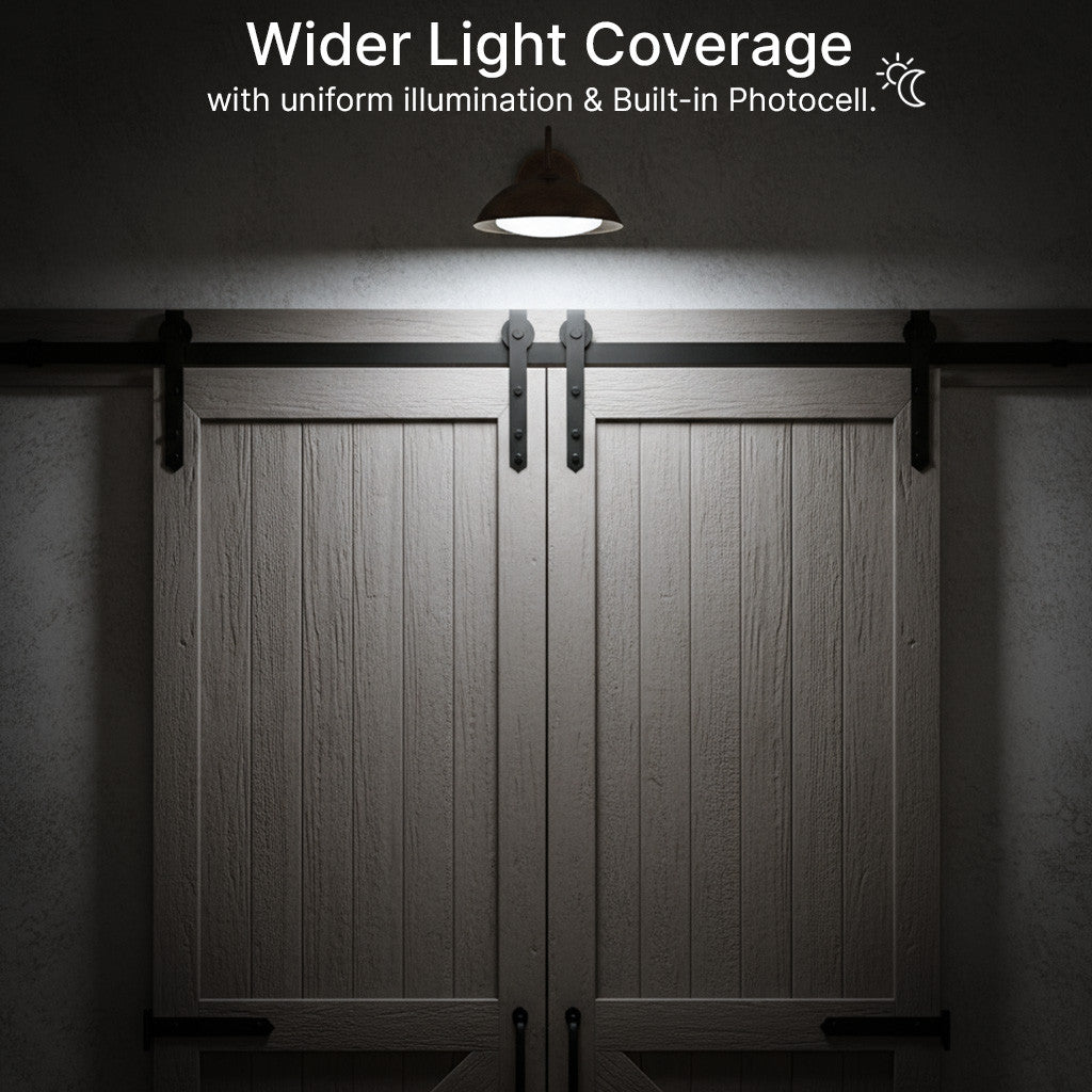LED Outdoor Gooseneck Wall Lights - Small 12 Watts - 1000 Lumens - 5000K Daylight - 120-277V - Integrated Photocell - Bronze Finish