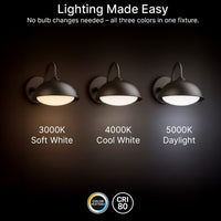 LED Outdoor Gooseneck Wall Lights - Small 12 Watts - 1000 Lumens - 5000K Daylight - 120-277V - Integrated Photocell - Bronze Finish