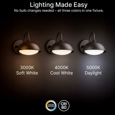 LED Outdoor Gooseneck Wall Lights - Small 12 Watts - 1000 Lumens - 5000K Daylight - 120-277V - Integrated Photocell - Bronze Finish