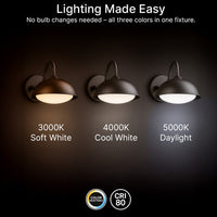 LED Outdoor Gooseneck Wall Lights - Small 12 Watts - 1000 Lumens - 5000K Daylight - 120-277V - Integrated Photocell - Bronze Finish