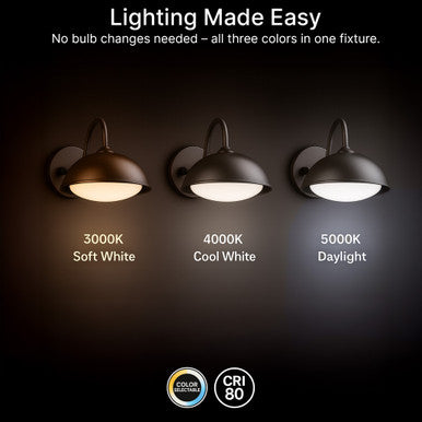 LED Outdoor Gooseneck Wall Lights - Small 12 Watts - 1000 Lumens - 5000K Daylight - 120-277V - Integrated Photocell - Bronze Finish