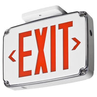 Wet location LED exit sign, White, Double face, Red, Emergency, Emergency operation with self-diagnostic