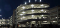 60 Watt LED Round Garage Canopy Light - Ceiling or Conduit Mount - 7100 Lumens - 5000K Daylight - 120-277V - White Finish