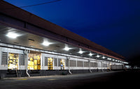 60 Watt LED Round Garage Canopy Light - Ceiling or Conduit Mount - 7100 Lumens - 5000K Daylight - 120-277V - White Finish