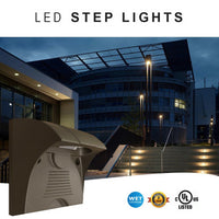 6 Watt Square LED Path Lights With Bronze Finish - 5000K Daylight - 650 Lumens - 120-277V
