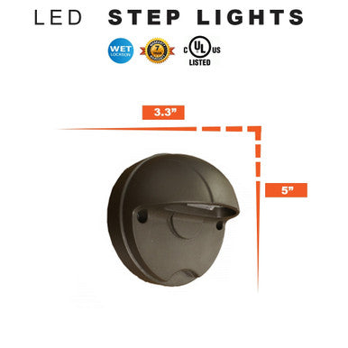 6 Watt Round LED Path Light With Bronze Finish - 5000K Daylight - 650 Lumens - 120-277V