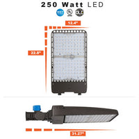 250 Watt LED Parking Lot Area Light - Slipfitter Mount with Photocell - 34500 Lumens - 5000K Daylight - 120-277V - Bronze Finish