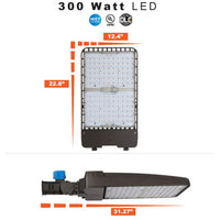 300 Watt LED Parking Lot Area Light - Slipfitter Mount with Photocell - 41000 Lumens - 5000K Daylight - 480V - Bronze Finish
