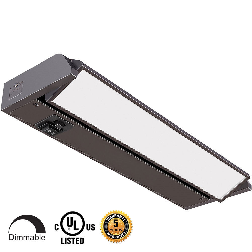 16 Inch LED Undercabinet Light - 5 Watt - 275 Lumens - Color Selectable 27K/30K/40K - 120V - Bronze Finish - Dimmable With Adjustable/HI-Low Switch