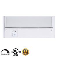 8 Inch LED Undercabinet Light - 3 Watt - 150 Lumens - Color Selectable 27K/30K/40K - 120V - White Finish - Dimmable With Adjustable/HI-Low Switch