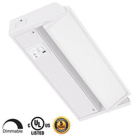 8 Inch LED Undercabinet Light - 3 Watt - 150 Lumens - Color Selectable 27K/30K/40K - 120V - White Finish - Dimmable With Adjustable/HI-Low Switch