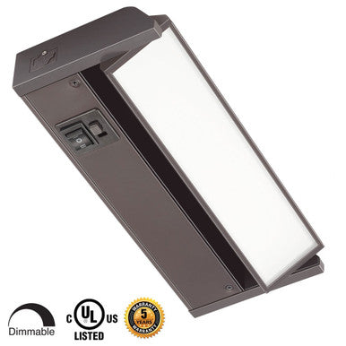 8 Inch LED Undercabinet Light - 3 Watt - 150 Lumens - Color Selectable 27K/30K/40K - 120V - Bronze Finish - Dimmable With Adjustable/HI-Low Switch
