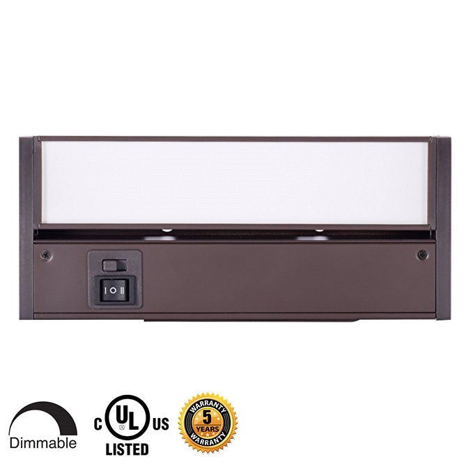 8 Inch LED Undercabinet Light - 3 Watt - 150 Lumens - Color Selectable 27K/30K/40K - 120V - Bronze Finish - Dimmable With Adjustable/HI-Low Switch