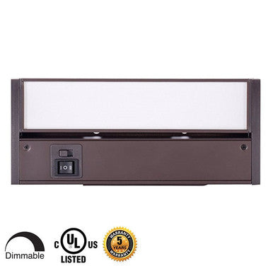 8 Inch LED Undercabinet Light - 3 Watt - 150 Lumens - Color Selectable 27K/30K/40K - 120V - Bronze Finish - Dimmable With Adjustable/HI-Low Switch