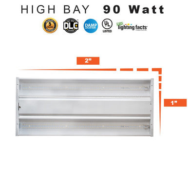 90 Watt Linear LED High Bay Light - 1x2 Foot - With Motion Sensor - 12000 Lumens - 5000K Daylight - 120-277V - Dimmable