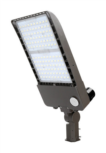 300 Watt LED Parking Lot Area Light - Slipfitter Mount with Motion Sensor and Photocell - 41000 Lumens - 5000K Daylight - 120-277V - Bronze Finish