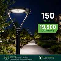 LED Modern Pole Light - 150 Watt - 19500 Lumens - 5000K Daylight - 120-277V - Bronze - Fits Up to 2.5 Inch Pole Top