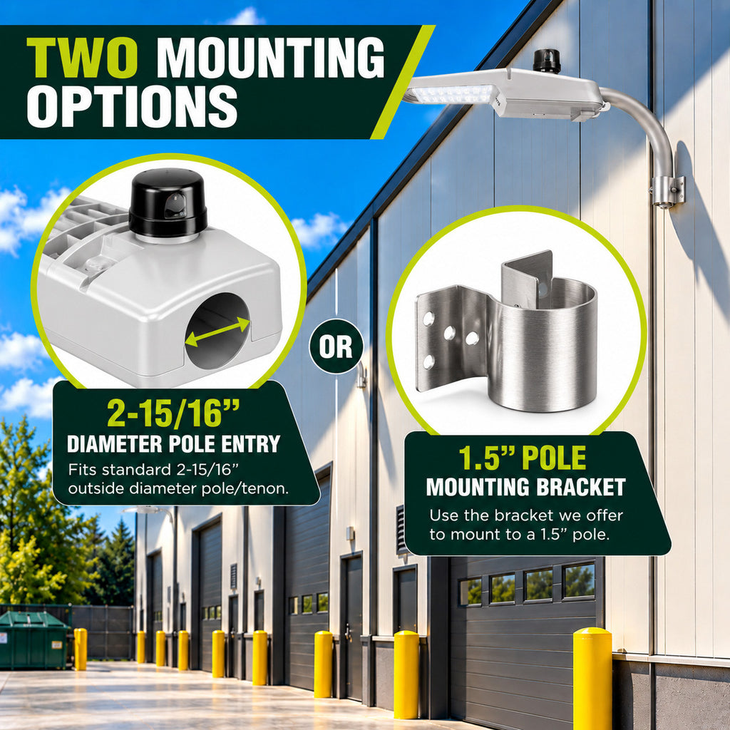 150 Watt LED Dusk To Dawn Light With Photocell - 20000 Lumens - 5000K Daylight - 120-277V - Silver Finish