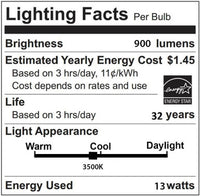 9 Watt LED Retrofit for all 18,26,32,42 Watt 4-Pin G24Q Base PL Bulbs - 3500K