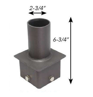 Square Pole Vertical Tenon, Slips Over 5 Inch Post, Bronze Finish