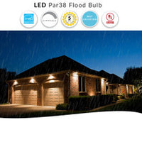 Wet Location LED PAR38 Bulb - 15 Watt - 1200 Lumens - 5000K Daylight - 40 Deg Beam - E26 Medium Base - 120V - Dimmable