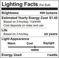 Wet Location LED PAR20 Bulb - 6.5 Watt - 520 Lumens - 4000K Cool White - 40 Deg Beam - E26 Medium Base - 120V - Dimmable