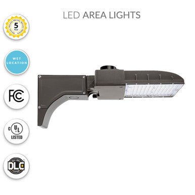40 Watt LED Parking Lot Area Light - Pole Mount with Photocell - 5600 Lumens - 5000K Daylight - 480V - Bronze Finish