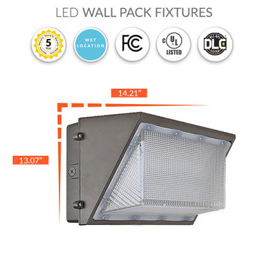 LED Wallpack With Photocell - 30 Watt - 3400 Lumens - 5000K Daylight - 120-277V - Bronze Finish