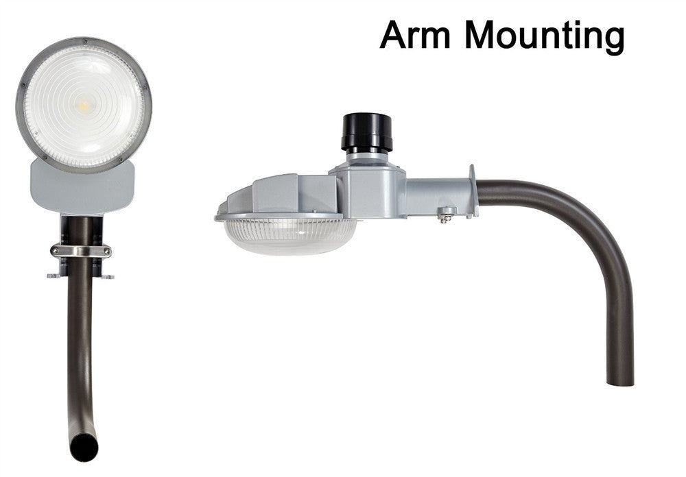 150 Watt LED Dusk To Dawn Light With Photocell - 20000 Lumens - 5000K Daylight - 120-277V - Silver Finish - Includes Arm/Wall Mount