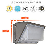 65 Watt LED Wallpack With Photocell - 8100 Lumens - 4000K Cool White - 120-277V - Bronze Finish