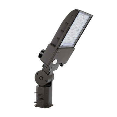70 Watt LED Parking Lot Area Light - Slipfitter Mount with Motion Sensor and Photocell - 9600 Lumens - 5000K Daylight - 120-277V - Bronze Finish