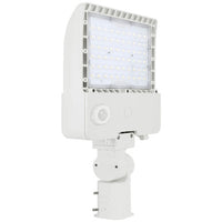 150 Watt LED Parking Lot Area Light - Slipfitter Mount with Motion Sensor - 20800 Lumens - 5000K Daylight - 120-277V - White Finish