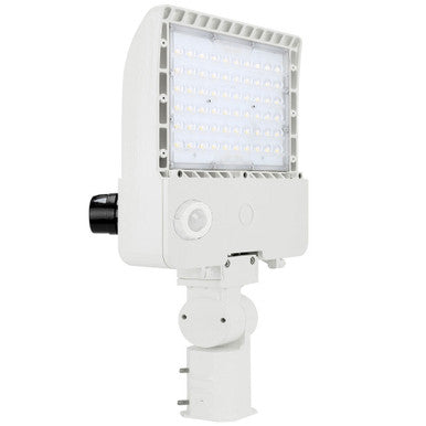 200 Watt LED Parking Lot Area Light - Slipfitter Mount with Motion Sensor and Photocell - 26000 Lumens - 5000K Daylight - 120-277V - White Finish