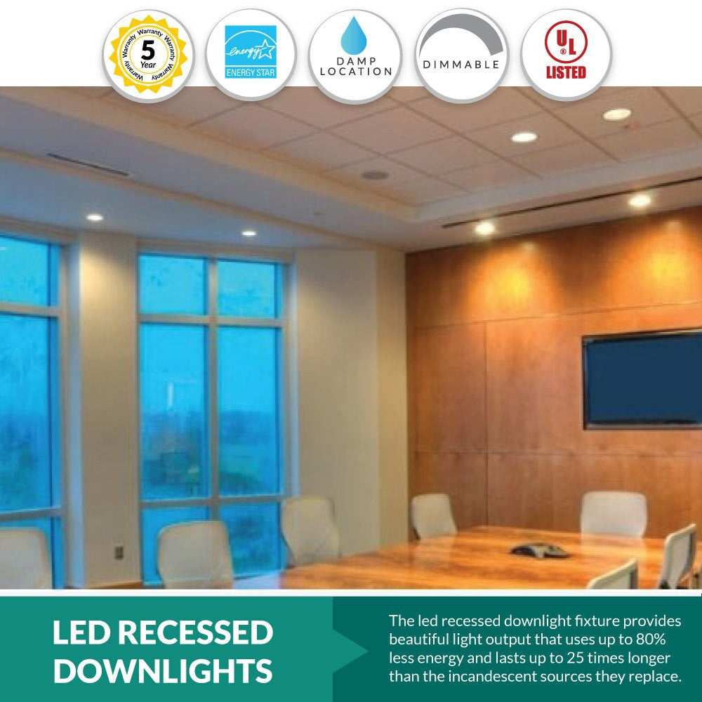 2 Inch Recessed Can Retrofit - 7 Watts - 600 Lumens - Color Selectable 27K/30K/35K/40K/50K - 120V - Smooth Trim - Recessed Can Required - Dimmable