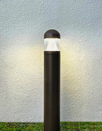 LED Bollard Light with Louver Reflector and Dome Head - Watt Selectable 13/18/23W - Color Selectable 30K/40K/50K - Black Finish