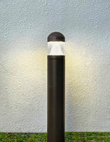LED Bollard Light with Louver Reflector and Dome Head - Watt Selectable 13/18/23W - Color Selectable 30K/40K/50K - Black Finish