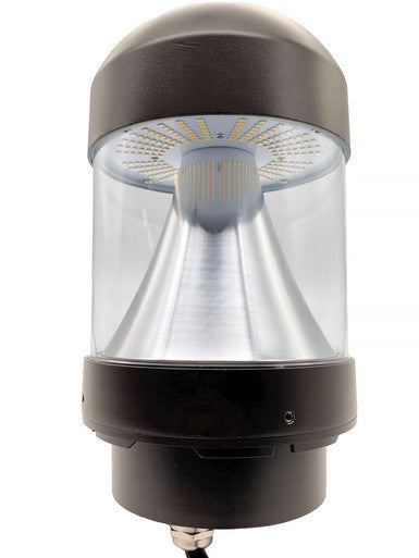 LED Bollard Light with Louver Reflector and Dome Head - Watt Selectable 13/18/23W - Color Selectable 30K/40K/50K - Black Finish