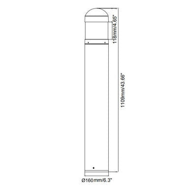 Superior Lighting 9211CPBZ22LED-DC-MCT-K - LED Bollard Light with Cone Reflector and Dome Head - Watt Selectable 12/16/22W - Color Selectable 30K/40K/50K - Bronze Finish