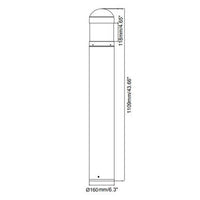 LED Bollard Light with Louver Reflector and Dome Head - Watt Selectable 13/18/23W - Color Selectable 30K/40K/50K - Black Finish
