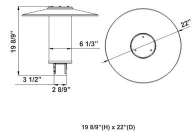 Indirect LED Post Light - Watt Selectable 40W/30W/20W/12W - Color Selectable 30K/40K/50K - 120-277V - 0-10V Dimmable - Silver Finish