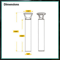 LED Garden Pathway Bollard Light - 15 Watts 1500 Lumens - Color Selectable 30K/40K/50K - 26 Inches Tall - 120-277V - Bronze Finish