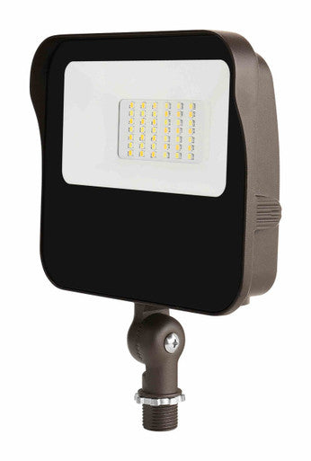 LED Landscape Floods - Watt Selectable - 15/12/10/6W - Color Selectable 30K/40K/50K - 2100 Max Lumens - Knuckle Mount - Bronze Finish - Integrated Photocell