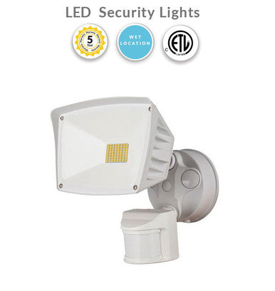 LED Security Light with Motion  Sensor, White - 3000K Soft White - One Head - 28W - 3400 Lumens