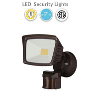 LED Security Lights - One Head with Motion Sensor, 3000K Soft White - Black - 3400 Lumens
