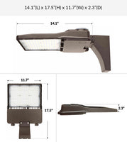 LED Parking Lot Area Light - 400W/360W/320W/300W Watt Selectable - 61000 Max Lumens - Adjustable Pole Mount - Color Selectable 40K/50K - 347-480V - Bronze Finish