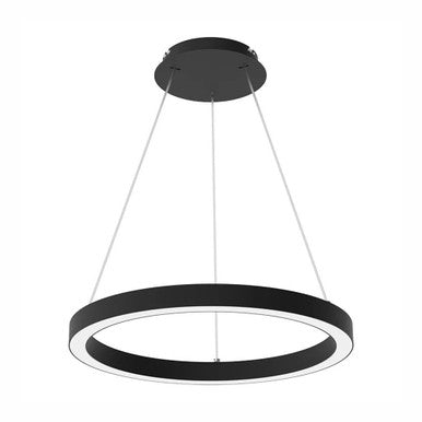 48 Inch LED Halo Pendant Light - Independent Up and Down Light - Watt Selectable 80W/60W/0W On Each Side -  Up to 6200 Lumens - Color Selectable 30K/35K/40K - 120-277V - With Suspension Hanging Kit - Black Finish