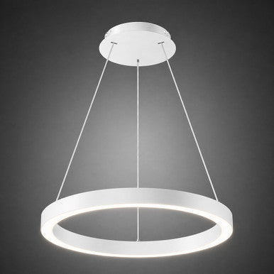 48 Inch LED Halo Pendant Light - Independent Up and Down Light - Watt Selectable 80W/60W/0W On Each Side -  Up to 6200 Lumens - Color Selectable 30K/35K/40K - 120-277V - With Suspension Hanging Kit - White Finish